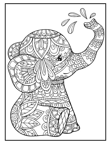 Printable Elephant Mandala Coloring Pages